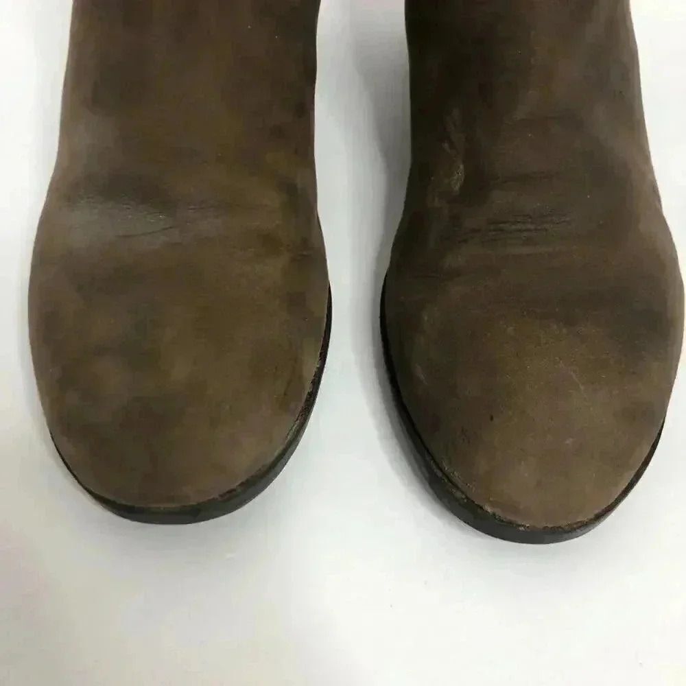 GAP Distressed Leather Mushroom Brown Leather Booties Buckle Moto Boot - Picture 11 of 12